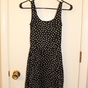 Black and white polka dot skater dress
